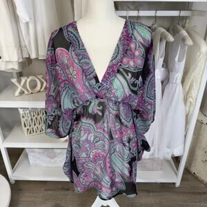 Portocruz women's size medium blouse, tunic, cover up, boho, bohemian #3580